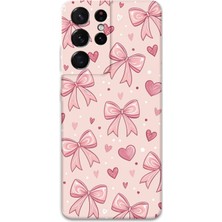 Galaxy S21 Ultra Uyumlu Kurdele Desenli Telefon Kılıfı + Ekran Koruyucu - 5802