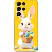 Galaxy S21 Ultra Uyumlu Tavşan Desenli Telefon Kılıfı + Ekran Koruyucu - 5806