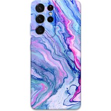 Galaxy S21 Ultra Uyumlu Mermer Desenli Telefon Kılıfı + Ekran Koruyucu - 5816