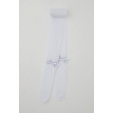 Katamino Kız Çocuk Külotlu Çorap Ince Fiyonk Aksesuarlı 3-12 Yaş, Beyaz