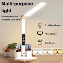 Teknofaji Fonksiyonel Şarjlı LED Masa Lambası,saat,termometre,takvim,kalemlik,telefon Tutucu,5in1