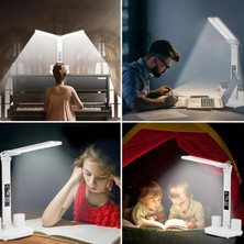 Teknofaji Fonksiyonel Şarjlı LED Masa Lambası,saat,termometre,takvim,kalemlik,telefon Tutucu,5in1