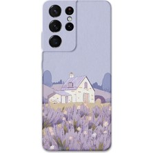 Galaxy S21 Ultra Uyumlu Çiçek Desenli Telefon Kılıfı + Ekran Koruyucu - 5800