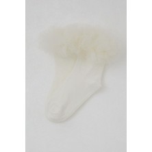 Katamino Kız Çocuk Soket Çorap Bilek Kısmı Tül Detaylı 3-8 Yaş, Krem