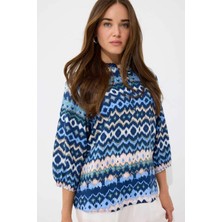 DeFacto Regular Fit V Yaka Desenli Uzun Kollu Gömlek E5947AX25SP