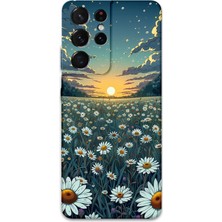 Galaxy S21 Ultra Uyumlu Çiçek Desenli Telefon Kılıfı + Ekran Koruyucu - 5792