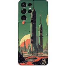 Galaxy S21 Ultra Uyumlu Uzay Desenli Telefon Kılıfı + Ekran Koruyucu - 5870