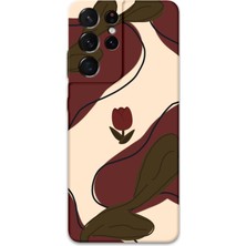 Galaxy S21 Ultra Uyumlu Çiçek Desenli Telefon Kılıfı + Ekran Koruyucu - 5790