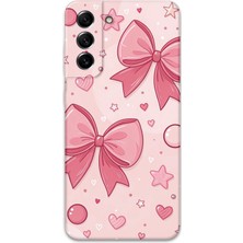 Galaxy S21 Uyumlu Kurdele Desenli Telefon Kılıfı + Ekran Koruyucu - 5803