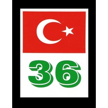 Türkiye Bayraklı Kars 36 Plaka Kodu Ön Cam Sticker