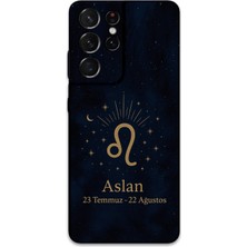 Galaxy S21 Ultra Uyumlu Aslan Burcu Desenli Telefon Kılıfı + Ekran Koruyucu - 5772