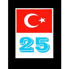 Türkiye Bayraklı Erzurum 25 Plaka Kodu Ön Cam Sticker