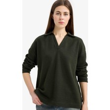 DeFacto Relax Fit Polo Yaka Basic Düz Uzun Kollu Tişört E8681AX25SP