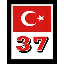 Türkiye Bayraklı Kastamonu 37 Plaka Kodu Ön Cam Sticker