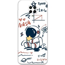 Xiaomi Redmi Note 9 Pro Uyumlu Astronot Desenli Telefon Kılıfı + Ekran Koruyucu - 5858