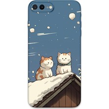 iPhone 7 Plus Uyumlu Kedi Desenli Telefon Kılıfı + Ekran Koruyucu - 5780