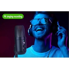 Teknofaji Profesyonel Kardioid Rgb Işık Oyuncu Stüdyo Kayıt Kablolu Podcast Mikrofonu USB Mikrofon