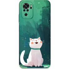 Xiaomi Redmi Note 10 Uyumlu Kedi Desenli Telefon Kılıfı + Ekran Koruyucu - 5781