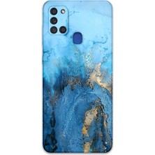 Galaxy A21S Uyumlu Mermer Desenli Telefon Kılıfı + Ekran Koruyucu - 5812