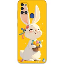 Galaxy A21S Uyumlu Tavşan Desenli Telefon Kılıfı + Ekran Koruyucu - 5807