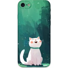 iPhone Se 2020 Uyumlu Kedi Desenli Telefon Kılıfı + Ekran Koruyucu - 5781