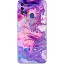 Galaxy A21S Uyumlu Mermer Desenli Telefon Kılıfı + Ekran Koruyucu - 5813