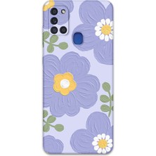 Galaxy A21S Uyumlu Çiçek Desenli Telefon Kılıfı + Ekran Koruyucu - 5799