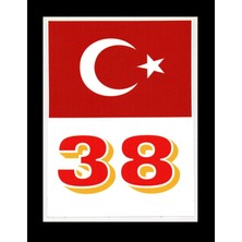 Türkiye Bayraklı Kayseri 38 Plaka Kodu Ön Cam Sticker