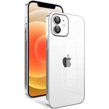 iPhone 12 Uyumlu Kamera Korumalı Renkli Çerçeveli Joec Garaj Kapak-Gümüş