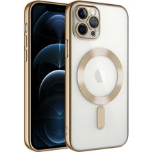 Apple iPhone 11 Pro Max Kılıf Kamera Korumalı Magsafe Wireless Şarj Özellikli Joec Demre Kapak-Gold