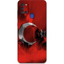 Galaxy A21S Uyumlu Türk Bayrağı Desenli Telefon Kılıfı + Ekran Koruyucu - 5854