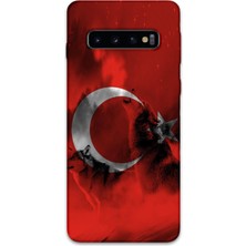 Galaxy S10 Plus Uyumlu Türk Bayrağı Desenli Telefon Kılıfı + Ekran Koruyucu - 5854