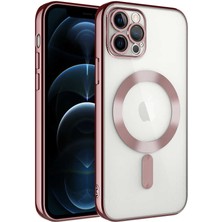 Apple iPhone 13 Pro Max Kılıf Kamera Korumalı Magsafe Wireless Şarj Özellikli Joec Demre Kapak-Rose Gold