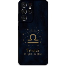 Galaxy S21 Ultra Uyumlu Terazi Burcu Desenli Telefon Kılıfı + Ekran Koruyucu - 5774