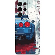 Galaxy S21 Ultra Uyumlu Araba Desenli Telefon Kılıfı + Ekran Koruyucu - 5761