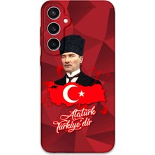 Galaxy S24 Uyumlu Atatürk Desenli Telefon Kılıfı + Ekran Koruyucu - 5851