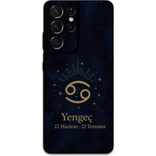 Galaxy S21 Ultra Uyumlu Yengeç Burcu Desenli Telefon Kılıfı + Ekran Koruyucu - 5771