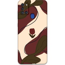 Galaxy A21S Uyumlu Çiçek Desenli Telefon Kılıfı + Ekran Koruyucu - 5790