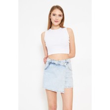 Denim Şort Etek Bayan