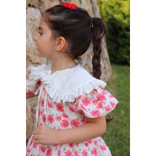 Gelincik Çıkarılabilir Yaka Pamuk Keten Kız Ç0cuk Elbise