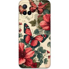 Vivo Y21S Uyumlu Kelebek Desenli Telefon Kılıfı + Ekran Koruyucu - 5795