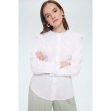 DeFacto %100 Pamuk Regular Fit Geniş Yakalı Poplin Gömlek Tunik F2731AX25SM