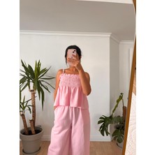Pembe Gipeli Bluz Pantolon Takım