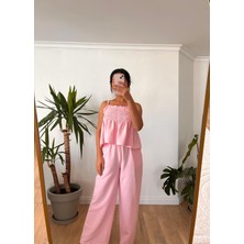 Pembe Gipeli Bluz Pantolon Takım