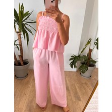 Pembe Gipeli Bluz Pantolon Takım