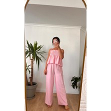 Pembe Gipeli Bluz Pantolon Takım