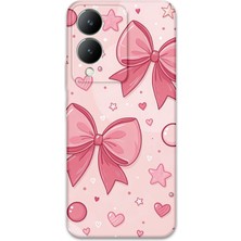 Vivo Y17S Uyumlu Kurdele Desenli Telefon Kılıfı + Ekran Koruyucu - 5803