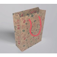 Karton Çanta 12X17X5 10 Adet Kraft Kağıt 2 Renk Baskılı