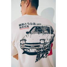 DeFacto %100 Pamuk Initial D Boxy Fit Bisiklet Yaka Kısa Kollu Tişört F4231AX25SM