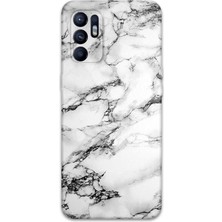 Oppo Reno 6 Uyumlu Mermer Desenli Telefon Kılıfı + Ekran Koruyucu - 5817